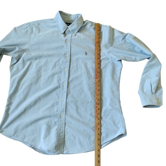 Ralph Lauren Blue Long Sleeve Cotton Custom Fit Button Down Color Pony Cotton XL - Picture 10 of 11